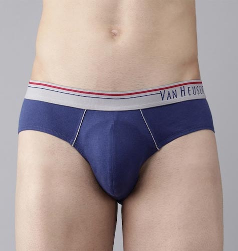 Men Blue Solid Antibacterial Brief IHQEBR1P2410003